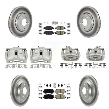 Front Rear Disc Brake Caliper Coated Rotors And Ceramic Pads Kit (10Pc) For Mazda CX-5 KCG-102228N