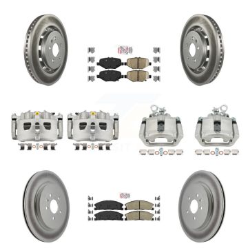 Front Rear Brake Caliper Coat Rotor Ceramic Pad Kit (10Pc) For Ford Explorer Flex Taurus KCG-102241N