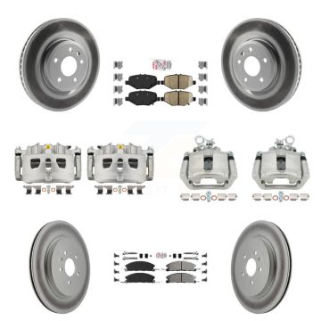Front Rear Brake Caliper Coat Rotor & Ameribrakes Pad Kit (10Pc) For Ford Explorer Sport KCG-102246N
