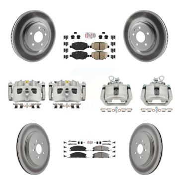 Front Rear Brake Caliper Coat Rotor Semi-Metallic Pad Kit (10Pc) For Ford Explorer Sport KCG-102252N