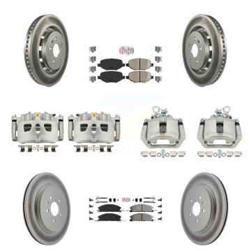 Front Rear Brake Caliper Coat Rotors Ameribrakes Pad Kit (10Pc) For Ford Explorer Police KCG-102255N