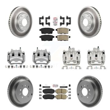 Front Rear Disc Brake Caliper Coat Rotor Ceramic Pad Kit (10Pc) For Mazda CX-7 Ford Edge KCG-102268N
