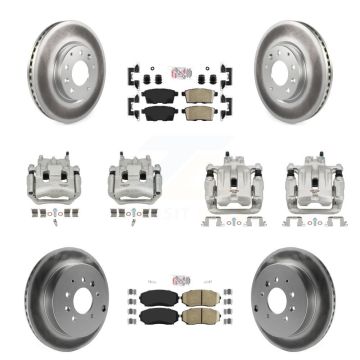Front Rear Brake Caliper Coat Rotor Ceramic Pad Kit (10Pc) For 2007-2009 Lincoln MKX FWD KCG-102277N