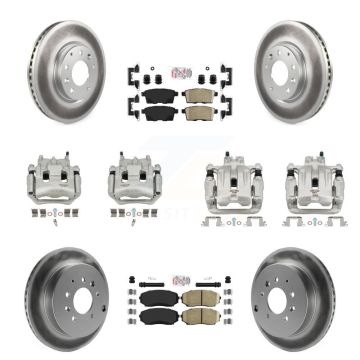 Front Rear Brake Caliper Coat Rotor Ceramic Pad Kit (10Pc) For 2007-2009 Lincoln MKX FWD KCG-102278N