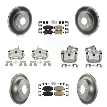 Front Rear Brake Caliper Coat Rotors & Ceramic Pad Kit (10Pc) For Hyundai Elantra GT Kia KCG-102284N