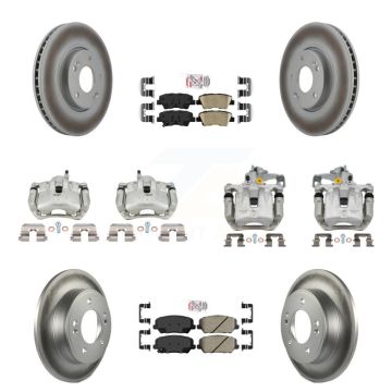 Front Rear Brake Caliper Coat Rotor & Ceramic Pad Kit (10Pc) For Kia Forte SX with Sedan KCG-102286N