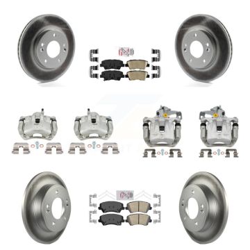 Front Rear Brake Caliper Coat Rotor Ceramic Pad Kit (10Pc) For Kia Forte Hyundai Elantra KCG-102292N