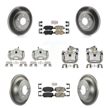 Front Rear Brake Caliper Coat Rotor & Ceramic Pad Kit (10Pc) For Kia Forte LX with Sedan KCG-102298N
