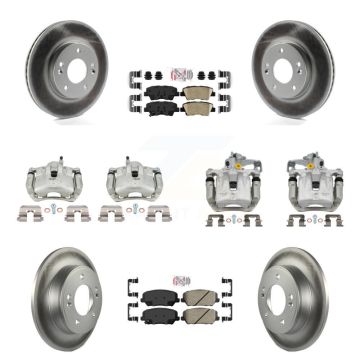 Front Rear Brake Caliper Coat Rotor & Ceramic Pad Kit (10Pc) For Kia Forte LX with Sedan KCG-102299N