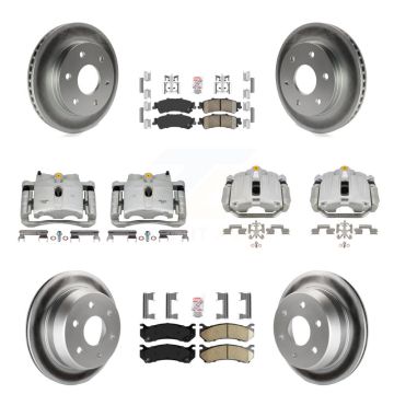 Front Rear Brake Caliper Coat Rotor & Ceramic Pad Kit (10Pc) For Chevrolet GMC Silverado KCG-102300N