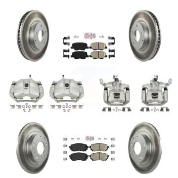 Front Rear Disc Brake Caliper Coated Rotors And Ceramic Pads Kit (10Pc) For Mazda 6 KCG-102311N