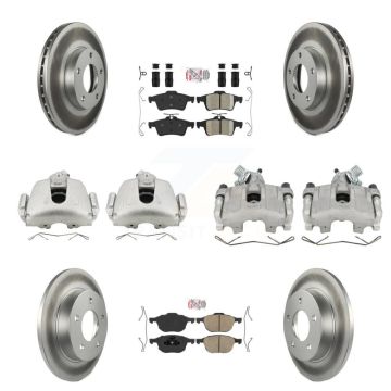 Front Rear Disc Brake Caliper Coated Rotors And Ceramic Pad Kit (10Pc) For Mazda 3 Sport KCG-102322N