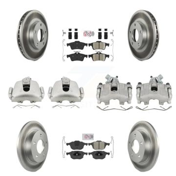 Front Rear Disc Brake Caliper Coat Rotors & Ameribrakes Pad Kit (10Pc) For Mazda 3 Sport KCG-102323N