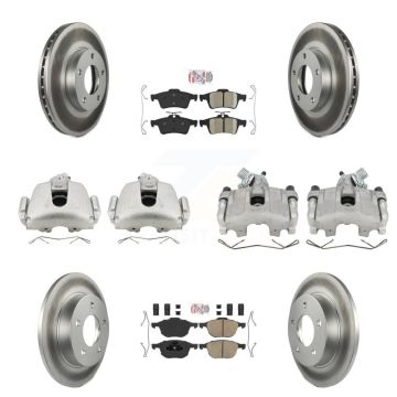 Front Rear Disc Brake Caliper Coated Rotors And Ceramic Pad Kit (10Pc) For Mazda 3 Sport KCG-102324N
