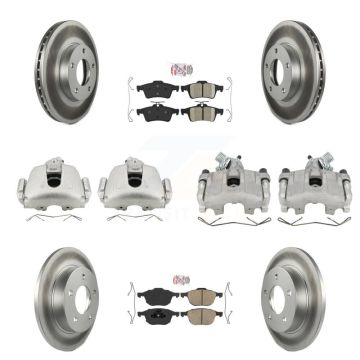 Front Rear Disc Brake Caliper Coated Rotors And Ceramic Pad Kit (10Pc) For Mazda 3 Sport KCG-102325N