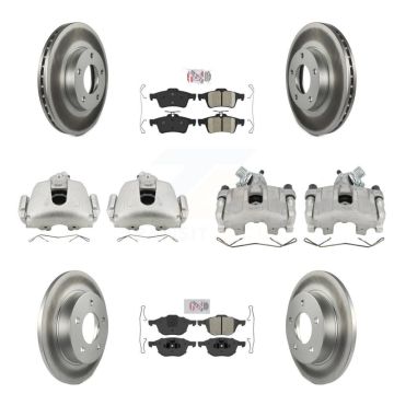 Front Rear Disc Brake Caliper Coat Rotors & Ameribrakes Pad Kit (10Pc) For Mazda 3 Sport KCG-102326N