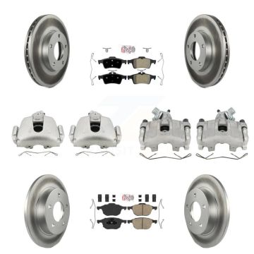 Front Rear Disc Brake Caliper Coat Rotors & Ameribrakes Pad Kit (10Pc) For Mazda 3 Sport KCG-102327N