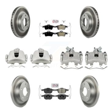 Front Rear Disc Brake Caliper Coat Rotors Semi-Metallic Pad Kit (10Pc) For Mazda 3 Sport KCG-102329N