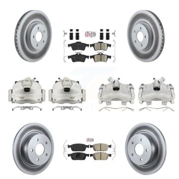 Front Rear Disc Brake Caliper Coated Rotors And Ceramic Pads Kit (10Pc) For Ford Escape KCG-102332N