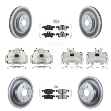 Front Rear Disc Brake Caliper Coated Rotors And Ceramic Pads Kit (10Pc) For Ford Escape KCG-102337N