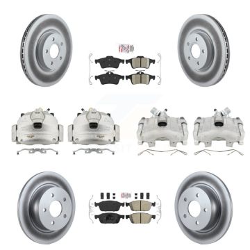Front Rear Disc Brake Caliper Coated Rotors And Ceramic Pads Kit (10Pc) For Ford Escape KCG-102338N