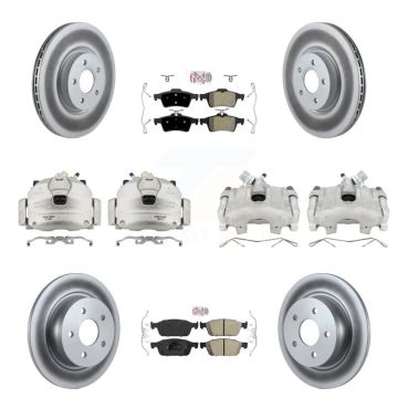 Front Rear Disc Brake Caliper Coat Rotors And Ameribrakes Pad Kit (10Pc) For Ford Escape KCG-102342N