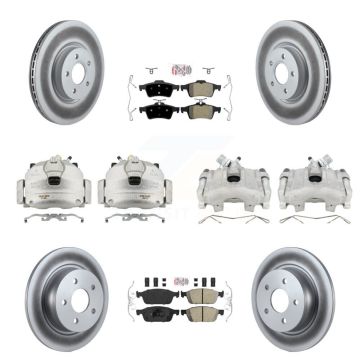 Front Rear Disc Brake Caliper Coat Rotors And Ameribrakes Pad Kit (10Pc) For Ford Escape KCG-102343N