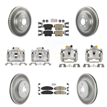 Front Rear Brake Caliper Coat Rotor & Ceramic Pad Kit (10Pc) For 2011 Dodge Charger 3.6L KCG-102370N