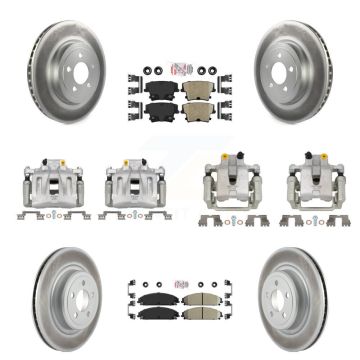 Front Rear Brake Caliper Coat Rotor & Ceramic Pad Kit (10Pc) For 2011 Dodge Charger 3.6L KCG-102371N