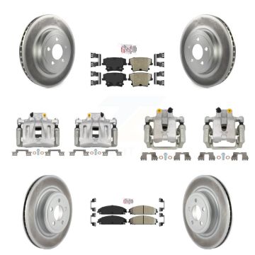 Front Rear Brake Caliper Coat Rotor & Ceramic Pad Kit (10Pc) For 2011 Dodge Charger 3.6L KCG-102372N