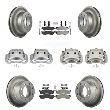 Front Rear Disc Brake Caliper Coat Rotor Semi-Metallic Pad Kit (10Pc) For Dodge Ram 3500 KCG-102374N