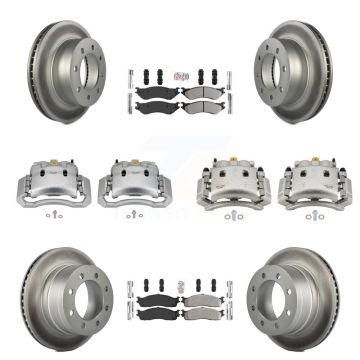 Front Rear Disc Brake Caliper Coat Rotor Semi-Metallic Pad Kit (10Pc) For Dodge Ram 3500 KCG-102375N