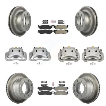 Front Rear Disc Brake Caliper Coat Rotor Semi-Metallic Pad Kit (10Pc) For Dodge Ram 3500 KCG-102376N