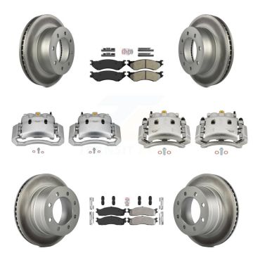 Front Rear Disc Brake Caliper Coat Rotor Semi-Metallic Pad Kit (10Pc) For Dodge Ram 3500 KCG-102377N