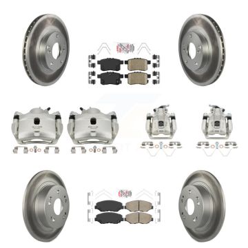 Front Rear Disc Brake Caliper Coated Rotors And Ceramic Pads Kit (10Pc) For Honda Accord KCG-102382N