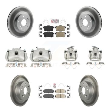 Front Rear Brake Caliper Coat Rotors & Ceramic Pad Kit (10Pc) For Honda Accord Acura TSX KCG-102385N