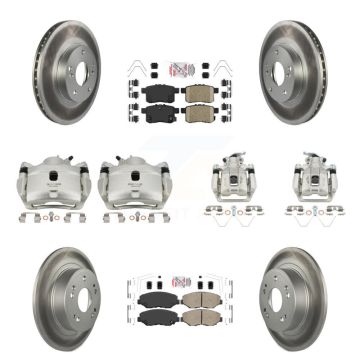Front Rear Disc Brake Caliper Coated Rotors And Ceramic Pads Kit (10Pc) For Honda Accord KCG-102387N