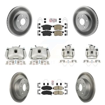 Front Rear Brake Caliper Coat Rotors & Ceramic Pad Kit (10Pc) For Honda Accord Acura TSX KCG-102388N