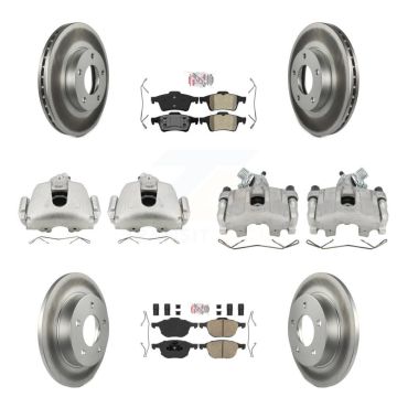 Front Rear Brake Caliper Coat Rotor And Ameribrakes Pad Kit (10Pc) For 2005 Mazda 3 2.0L KCG-102390N