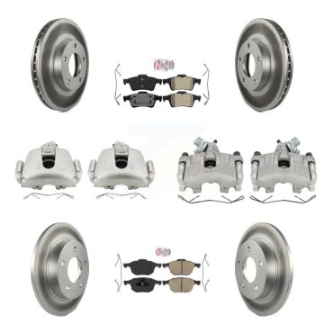 Front Rear Brake Caliper Coat Rotor And Ameribrakes Pad Kit (10Pc) For 2005 Mazda 3 2.0L KCG-102391N