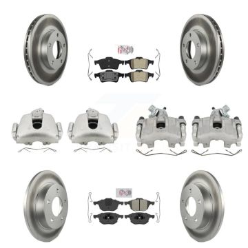 Front Rear Brake Caliper Coat Rotor & Semi-Metallic Pad Kit (10Pc) For 2005 Mazda 3 2.0L KCG-102392N