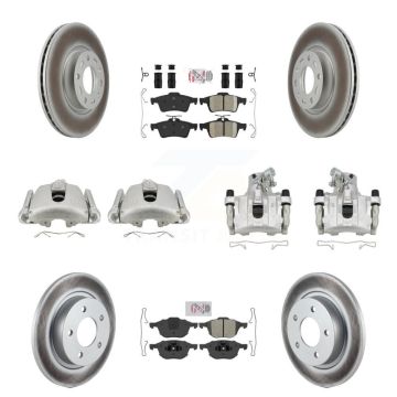 Front Rear Disc Brake Caliper Coat Rotors & Ameribrakes Pad Kit (10Pc) For Mazda 3 Sport KCG-102395N