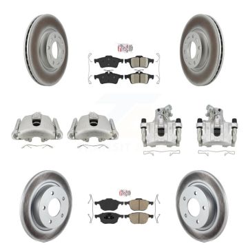 Front Rear Disc Brake Caliper Coated Rotors And Ceramic Pad Kit (10Pc) For Mazda 3 Sport KCG-102397N