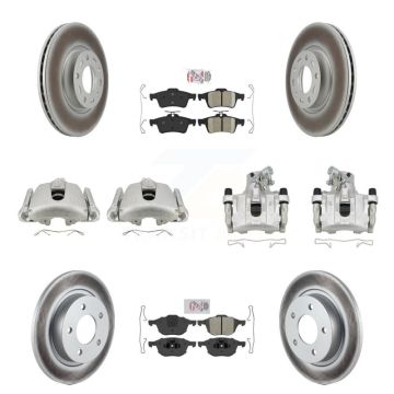 Front Rear Disc Brake Caliper Coat Rotors & Ameribrakes Pad Kit (10Pc) For Mazda 3 Sport KCG-102398N