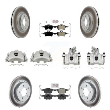 Front Rear Disc Brake Caliper Coat Rotors Semi-Metallic Pad Kit (10Pc) For Mazda 3 Sport KCG-102401N