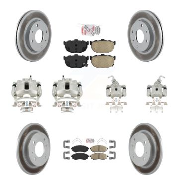 Front Rear Disc Brake Caliper Coat Rotors And Ceramic Pad Kit (10Pc) For Hyundai Elantra KCG-102403N