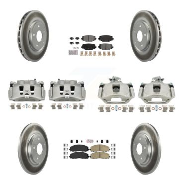 Front Rear Brake Caliper Coat Rotor & Ameribrakes Pad Kit (10Pc) For Dodge Grand Caravan KCG-102404N
