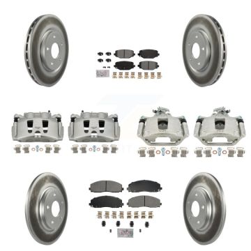 Front Rear Brake Caliper Coat Rotor Semi-Metallic Pad Kit (10Pc) For Dodge Grand Caravan KCG-102408N