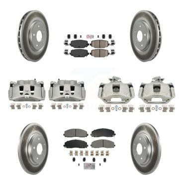 Front Rear Brake Caliper Coat Rotor & Ameribrakes Pad Kit (10Pc) For Dodge Grand Caravan KCG-102414N
