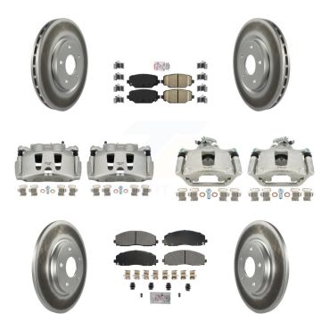 Front Rear Brake Caliper Coat Rotor & Ameribrakes Pad Kit (10Pc) For Dodge Grand Caravan KCG-102420N